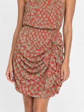 Bar III Women’s Dress Size S Red and Beige Strapless Mini Dress